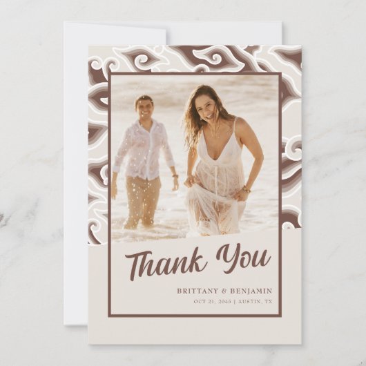 Elegante strand bruiloft dank u kaart aangepaste f (Voorkant)