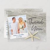 Elegante strand bruiloft foto Dank u Briefkaarten (Voorkant / Achterkant)