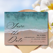 Elegante Strand Bruiloft Foto Save the Date Aankondigingskaart