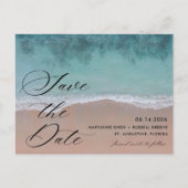 Elegante Strand Bruiloft Foto Save the Date Aankondigingskaart (Voorkant)