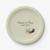 Elegante strand bruiloft kust oceaan bestemming papieren bordje (Voorkant)