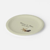 Elegante strand bruiloft kust oceaan bestemming papieren bordje (Gekanteld)