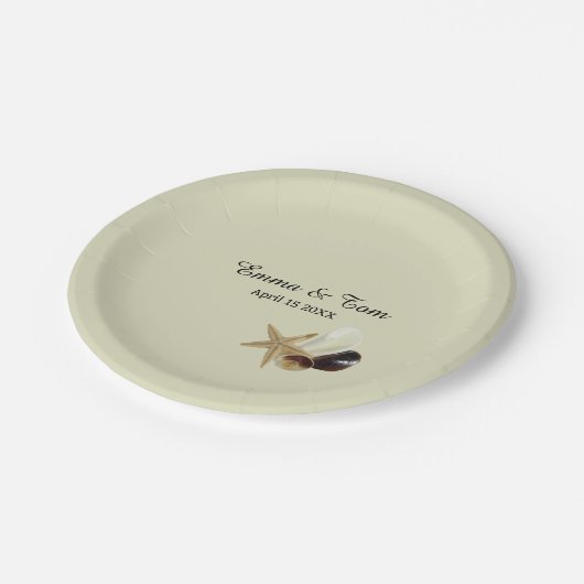 Elegante strand bruiloft kust oceaan bestemming papieren bordje (Gekanteld)