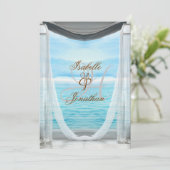 Elegante strand bruiloft monogram oceaan en lucht kaart (Staand voorkant)