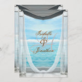 Elegante strand bruiloft monogram oceaan en lucht kaart (Voorkant / Achterkant)