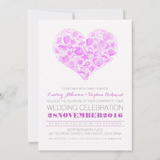 Elegante strand bruiloft uitnodigingen (Voorkant)