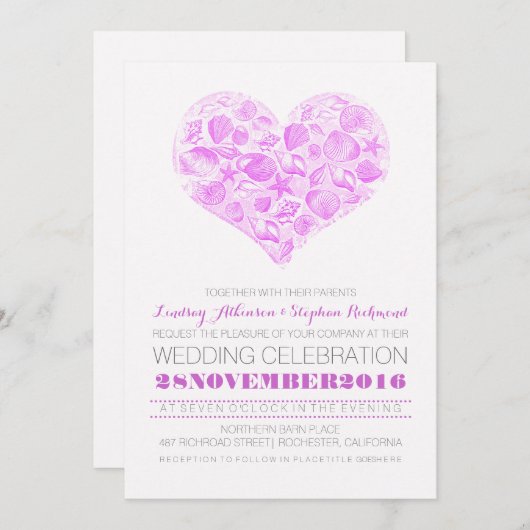 Elegante strand bruiloft uitnodigingen (Voorkant / Achterkant)