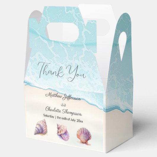 Elegante strand bruiloft zeeschelpen parels nautis bedankdoosjes (Geopend)