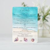 Elegante strand bruiloft zeeschelpen parels nautis informatiekaartje (Staand voorkant)