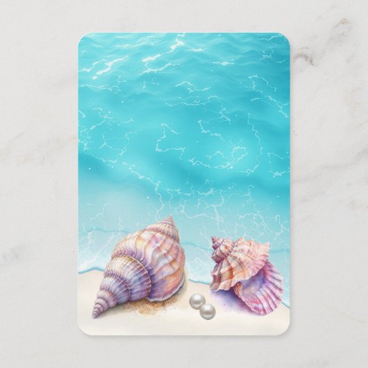 Elegante strand bruiloft zeeschelpen parels nautis informatiekaartje (Achterkant)