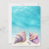 Elegante strand bruiloft zeeschelpen parels nautis kaart (Achterkant)