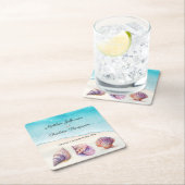 Elegante strand bruiloft zeeschelpen parels nautis kartonnen onderzetters (Insitu)