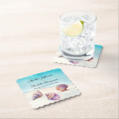 Elegante strand bruiloft zeeschelpen parels nautis kartonnen onderzetters (Insitu)