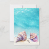 Elegante strand bruiloft zeeschelpen parels nautis RSVP kaartje (Achterkant)