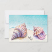 Elegante strand bruiloft zeeschelpen parels nautis save the date (Achterkant)
