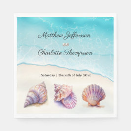 Elegante strand bruiloft zeeschelpen parels nautis servet