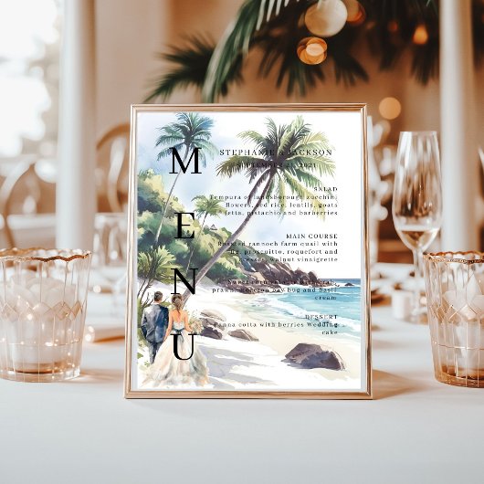 Elegante strand klassiek huwelijksbarmenu poster