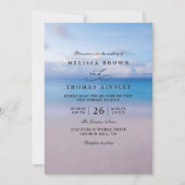 Elegante strand ocea watercolor QR-code bruiloft Kaart (Voorkant)