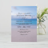Elegante strand ocea watercolor QR-code bruiloft Kaart (Staand voorkant)