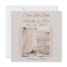 Elegante strand save-the-date, trouwstationery