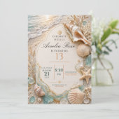 Elegante Strand Schelp 13e Verjaardag Kaart (Staand voorkant)