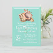 Elegante Strand Schelp Huwelijk Kaart (Staand voorkant)