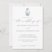 Elegante Strand Schelp Moderne Kalligrafie Bruilof Kaart (Voorkant)