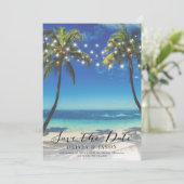 Elegante strand slingerlichte bruiloft Save the Da Kaart (Staand voorkant)