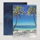 Elegante strand slingerlichte bruiloft Save the Da Kaart (Voorkant / Achterkant)