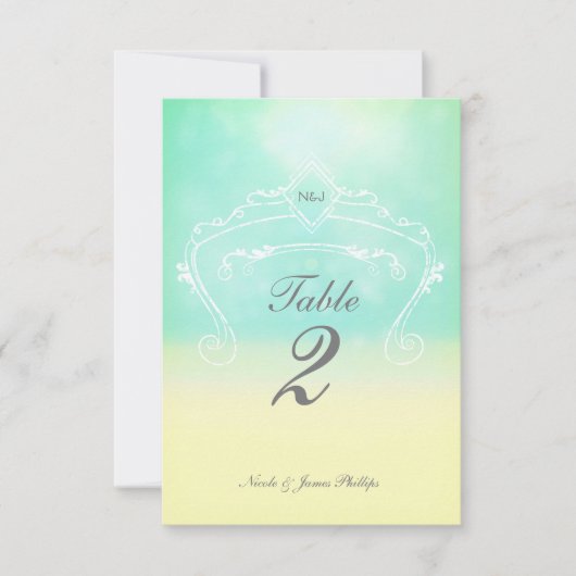 Elegante strand vintage trouwtafel nummer kaart (Voorkant)