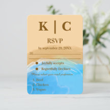 Elegante strand watercolor bruiloft RSVP kaart