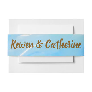 Elegante strand watercolorbruiloft uitnodigingen wikkel