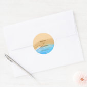 Elegante strand waterverf trouwsticker ronde sticker (Envelop)