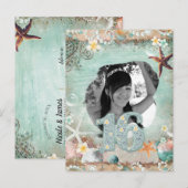 Elegante Strand Zee Stervis Parels 16e 16 Verjaard Aankondigingskaart (Voorkant / Achterkant)