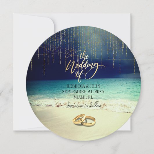 Elegante strand zomer bruiloft kaart (Voorkant)