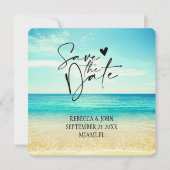 Elegante strand zomer bruiloft save the date kaart (Voorkant)