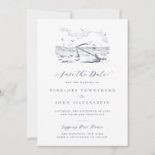 Elegante  strandanker Illustratie Trouwen Save The Date (Voorkant)