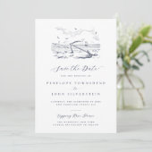 Elegante  strandanker Illustratie Trouwen Save The Date (Staand voorkant)