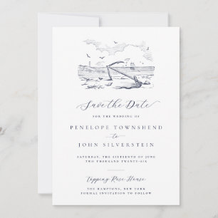 Elegante  strandanker Illustratie Trouwen Save The Date