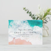 Elegante strandbestemming trouwfoto save the date (Staand voorkant)