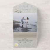 Elegante strandbruiloft alles-in-één uitnodiging (Buitenkant)