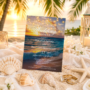 Elegante strandbruiloft in de zomer met sunset-sho kaart