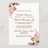 Elegante strandbruiloft met gordijnen en roze orch kaart (Achterkant)