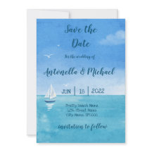 Elegante stranden en nautische Save the Date