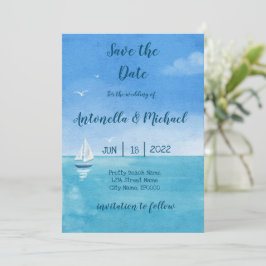 Elegante stranden en nautische Save the Date Kaart