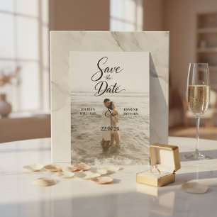 Elegante strandfoto save-the-datekaart kaart