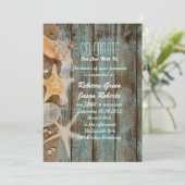 elegante strandhuis zeeschelpen bruiloft kaart (Staand voorkant)