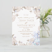 Elegante strandhuwelijk in Oceaanstijl Kaart (Staand voorkant)