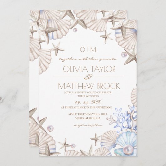 Elegante strandhuwelijk in Oceaanstijl Kaart (Voorkant / Achterkant)