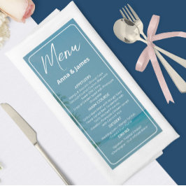 Elegante strandhuwelijksmenu menu